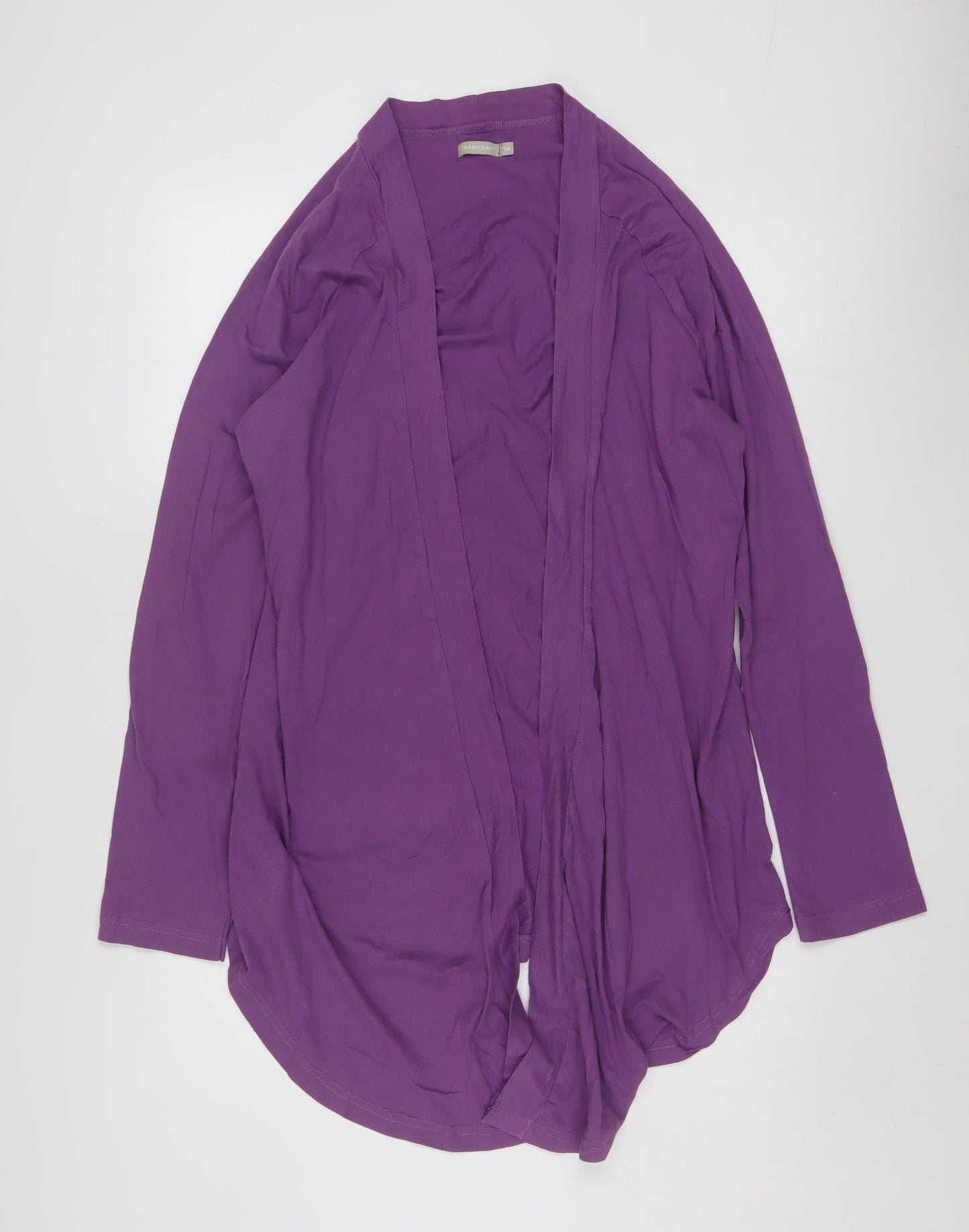 Traidcraft Women Purple Organic Cotton Cardigan Coatigan Size 14