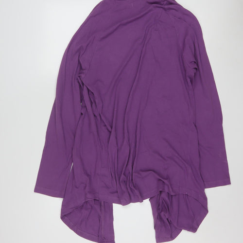 Traidcraft Women Purple Organic Cotton Cardigan Coatigan Size 14