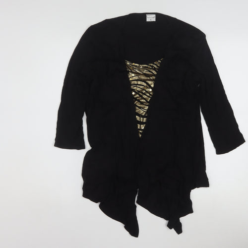 Reflections Women's Black Sequin Wrap 3/4 Sleeve Blouse L