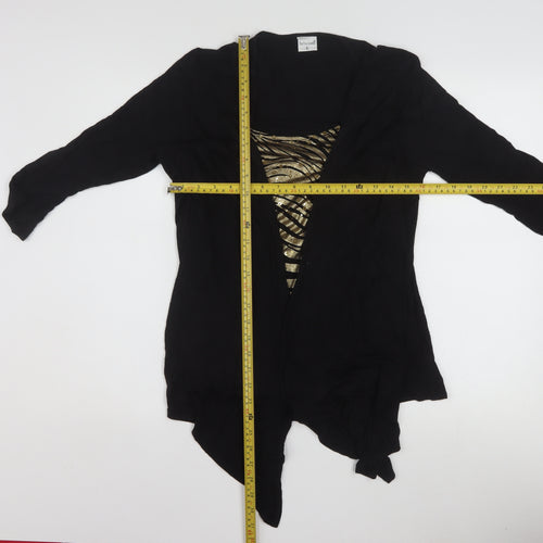 Reflections Women's Black Sequin Wrap 3/4 Sleeve Blouse L