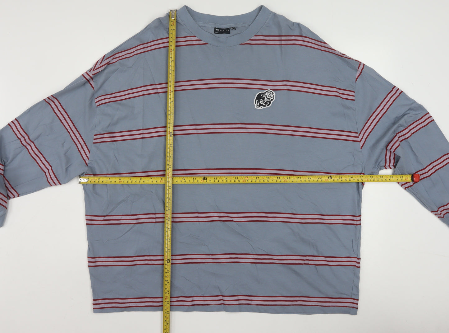 ASOS DESIGN Men's Blue Striped Long Sleeve Cotton Top 2XL