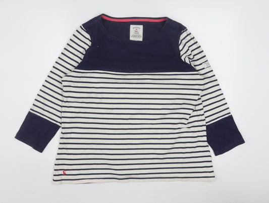 Joules Women Blue Striped 100% Cotton Long Sleeve Nautical Top Size 16