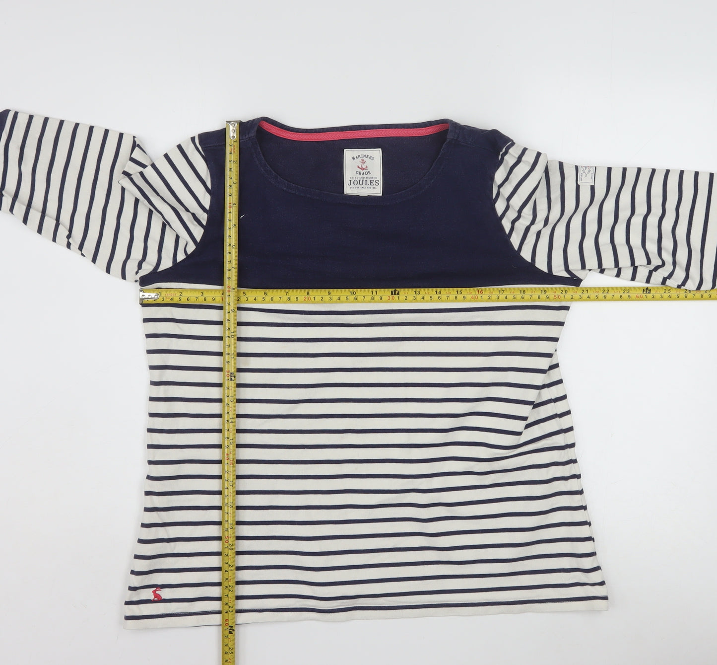 Joules Women Blue Striped 100% Cotton Long Sleeve Nautical Top Size 16