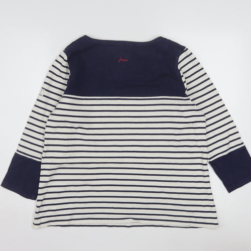 Joules Women Blue Striped 100% Cotton Long Sleeve Nautical Top Size 16