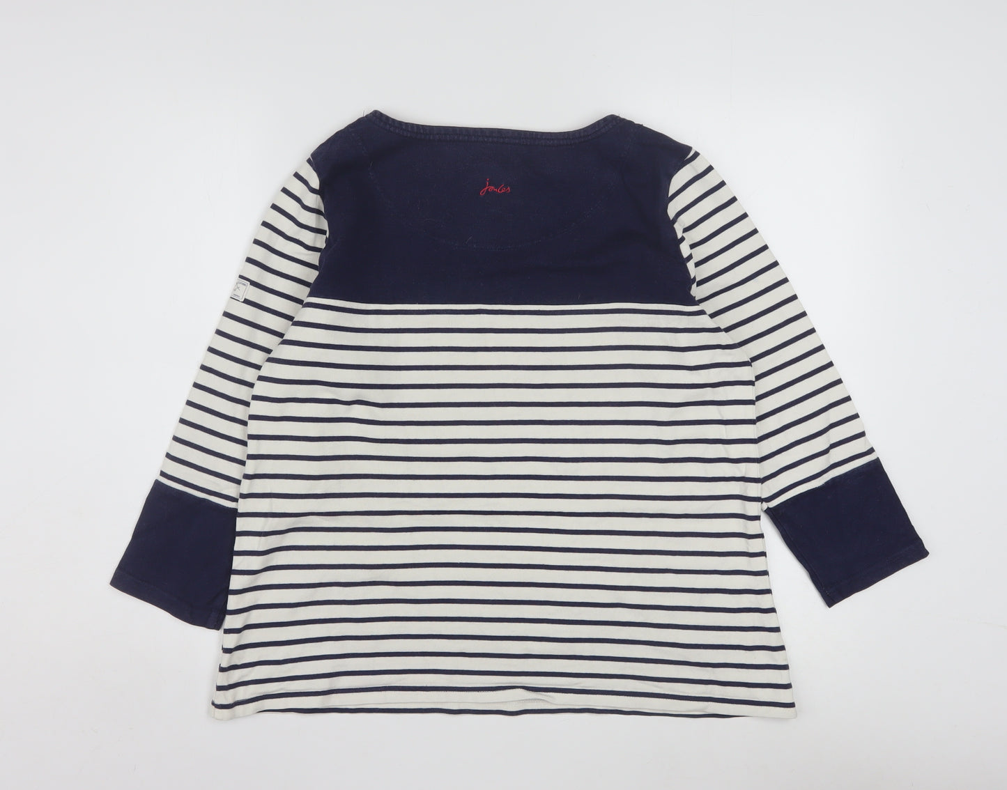 Joules Women Blue Striped 100% Cotton Long Sleeve Nautical Top Size 16