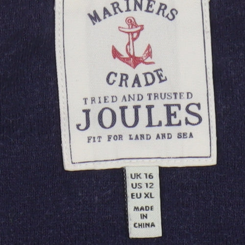 Joules Women Blue Striped 100% Cotton Long Sleeve Nautical Top Size 16