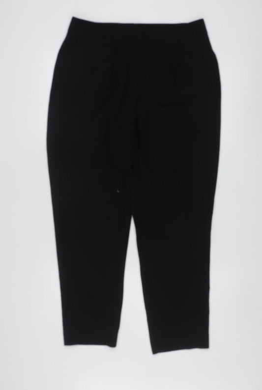 Oasis Women Black Size 12 Cropped Trousers Polyester Blend