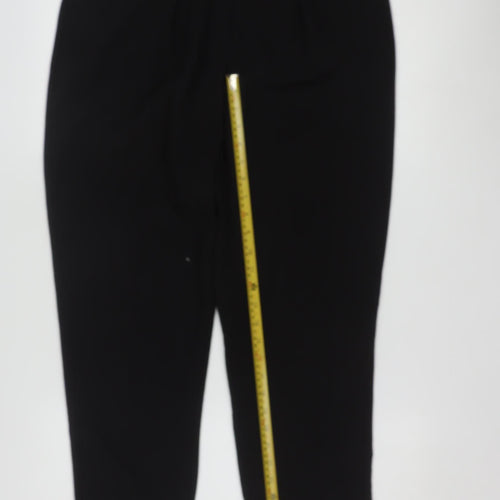 Oasis Women Black Size 12 Cropped Trousers Polyester Blend