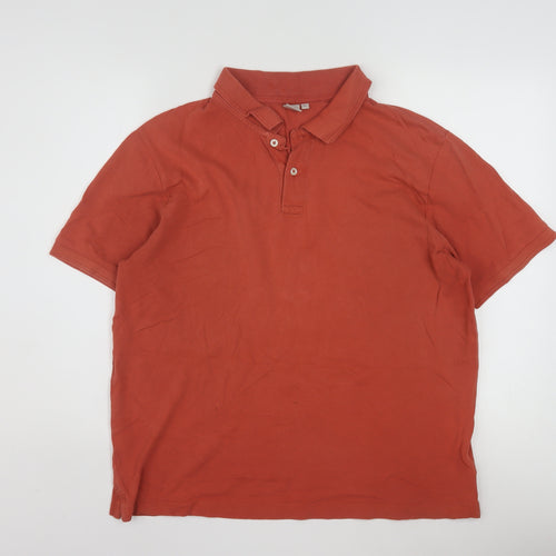 John Lewis Men’s Orange Cotton Polo Shirt L Regular Fit
