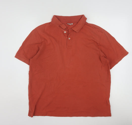 John Lewis Men’s Orange Cotton Polo Shirt L Regular Fit