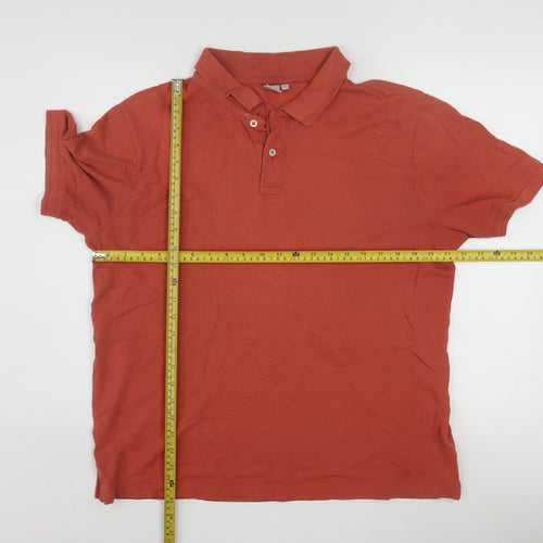 John Lewis Men’s Orange Cotton Polo Shirt L Regular Fit