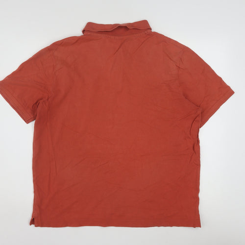 John Lewis Men’s Orange Cotton Polo Shirt L Regular Fit
