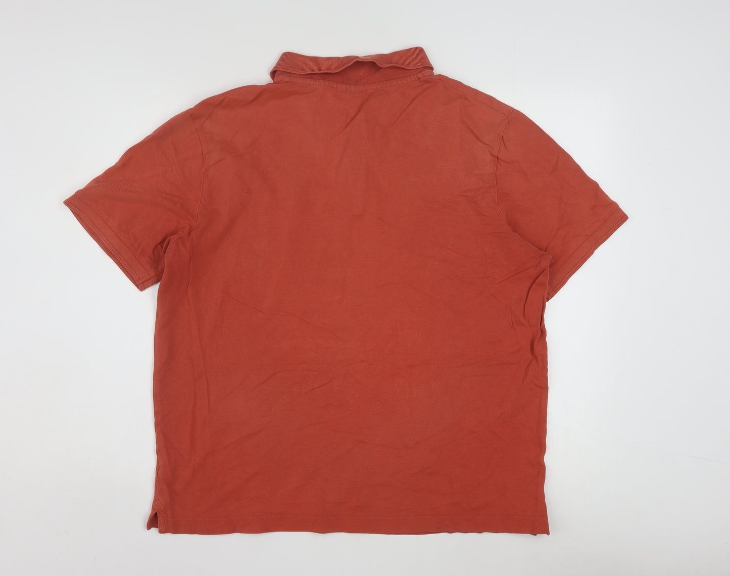 John Lewis Men’s Orange Cotton Polo Shirt L Regular Fit