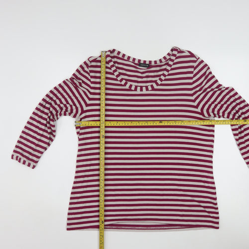 Jaeger Women Red Striped 3/4 Sleeve Jersey T-Shirt XL