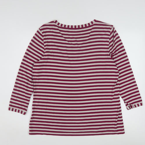 Jaeger Women Red Striped 3/4 Sleeve Jersey T-Shirt XL