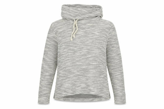 Front view of Hollister Women’s Grey Knit Pullover Hoodie XS Cotton Blend