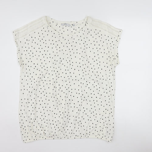Next Women’s White Polka Dot Cotton Short Sleeve T-Shirt Size 18