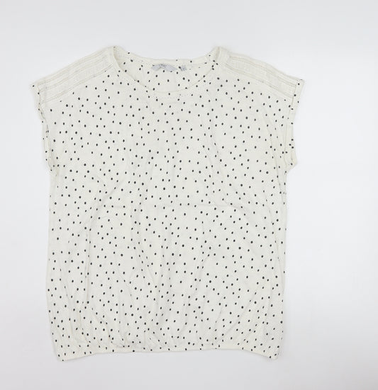 Next Women’s White Polka Dot Cotton Short Sleeve T-Shirt Size 18