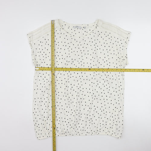 Next Women’s White Polka Dot Cotton Short Sleeve T-Shirt Size 18