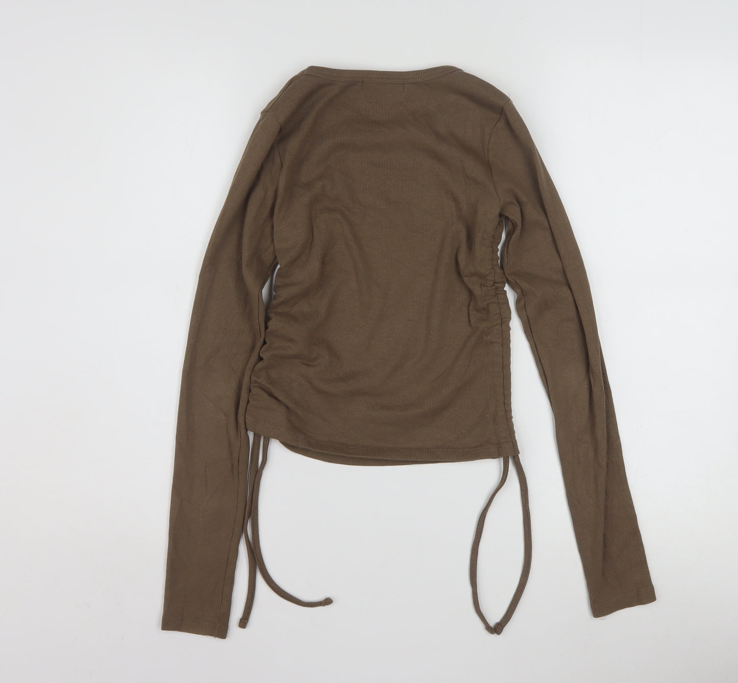 Pull&Bear Women’s Brown Cropped Long Sleeve Stretch Top Size 12