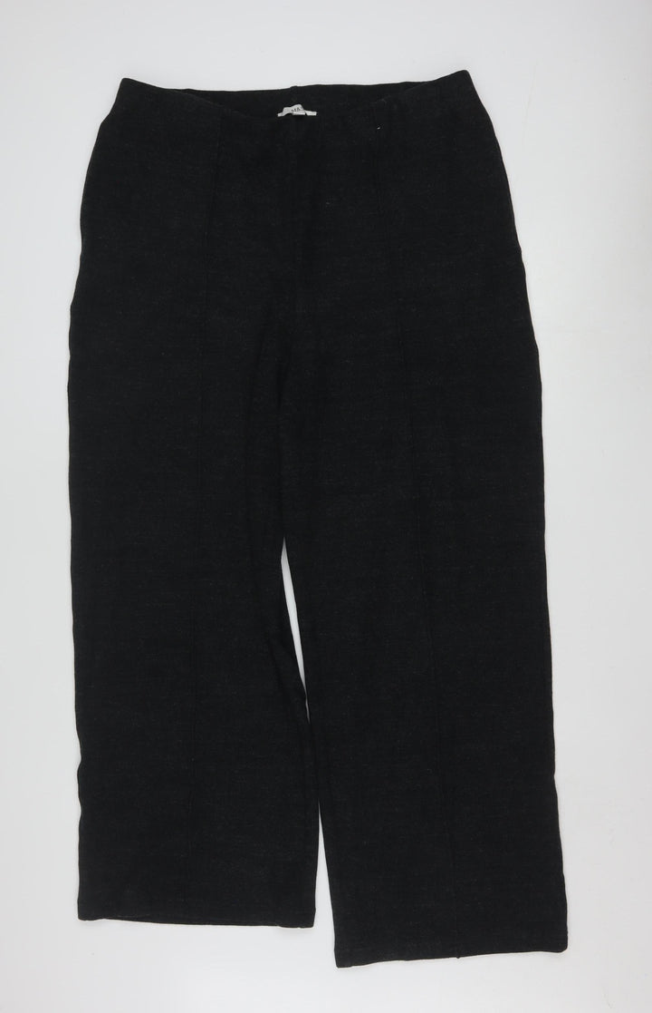 Marks and Spencer Women’s Charcoal Wide-Leg Trousers Size 18 Long Polyester Cotton Blend