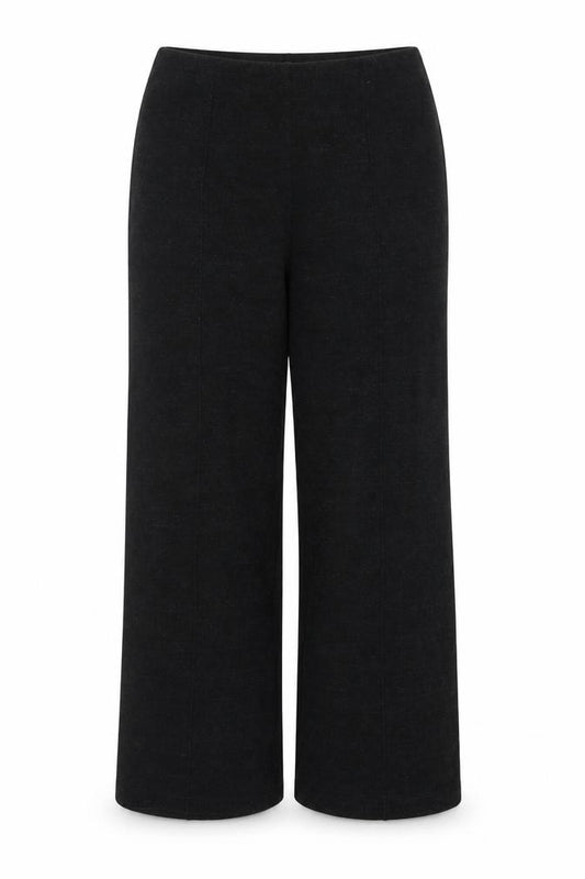 Front view of Marks & Spencer Women’s Charcoal Wide-Leg Trousers, size UK 18, Long Polyester Cotton Blend