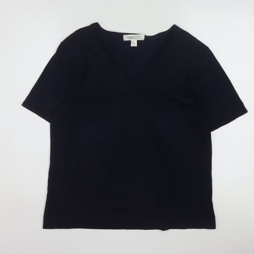 Coldwater Creek Womens Black Silk Blend V-Neck Short Sleeve Top L