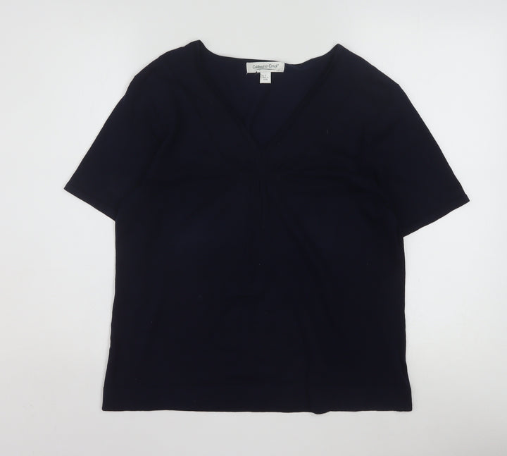 Coldwater Creek Womens Black Silk Blend V-Neck Short Sleeve Top L