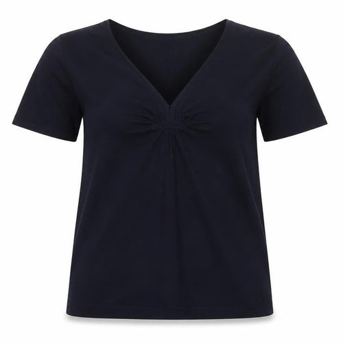Coldwater Creek Womens Black Silk Blend V-Neck Short Sleeve Top L