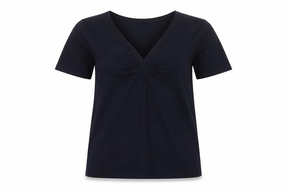 Coldwater Creek Womens Black Silk Blend V-Neck Short Sleeve Top L