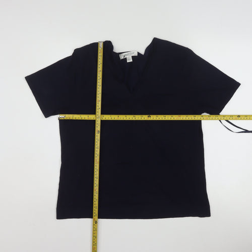 Coldwater Creek Womens Black Silk Blend V-Neck Short Sleeve Top L