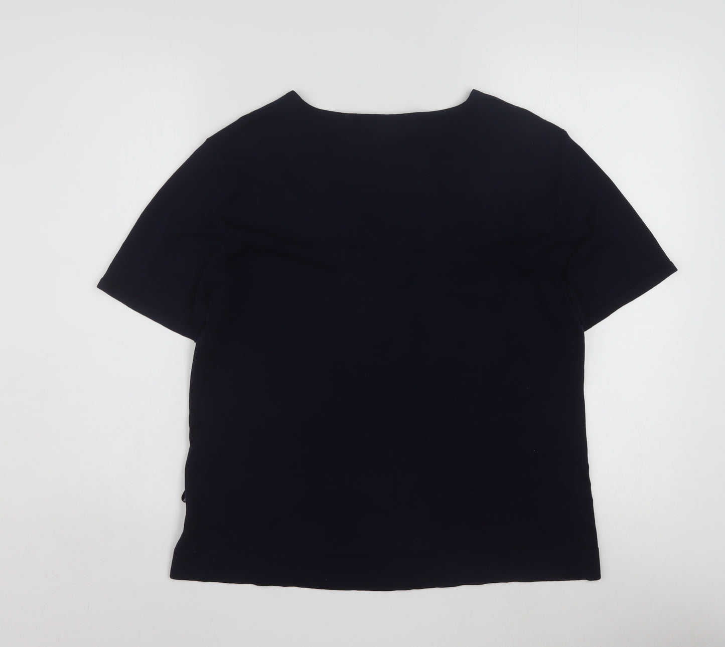 Coldwater Creek Womens Black Silk Blend V-Neck Short Sleeve Top L