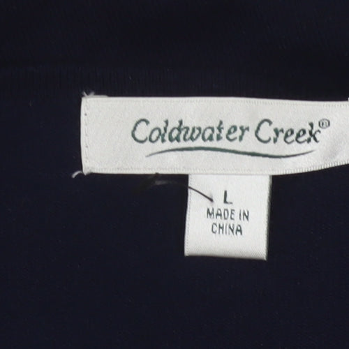 Coldwater Creek Womens Black Silk Blend V-Neck Short Sleeve Top L
