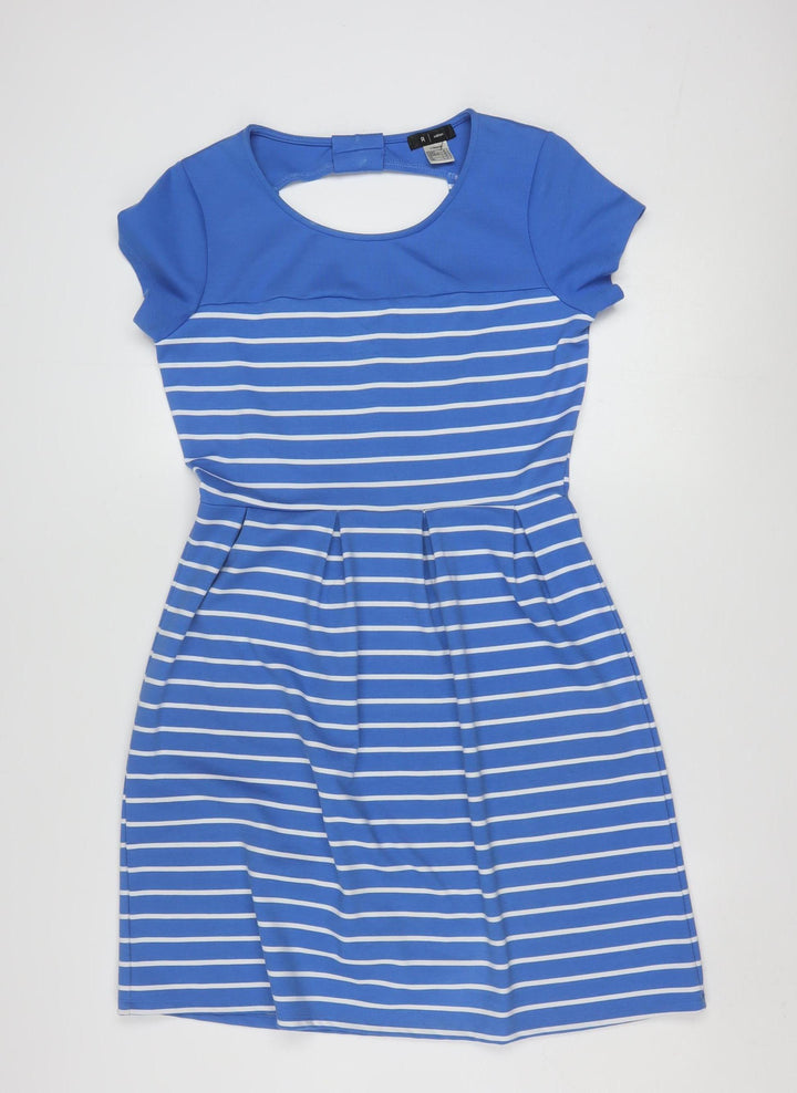 La Redoute Women Blue Striped Fit & Flare Dress Size 10