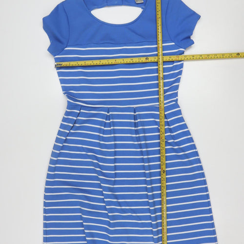 La Redoute Women Blue Striped Fit & Flare Dress Size 10