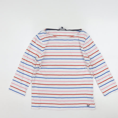 Crew Clothing Company Women's Multicoloured Striped Cotton Boat Neck Top Size 10