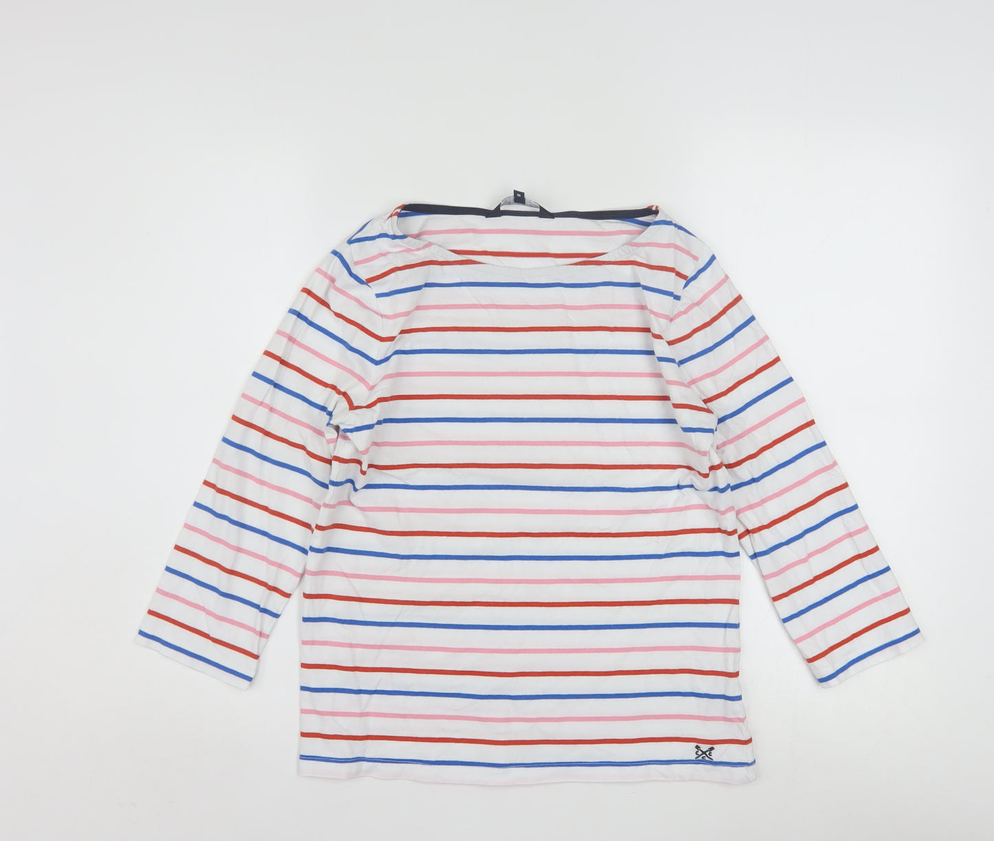 Crew Clothing Company Women's Multicoloured Striped Cotton Boat Neck Top Size 10