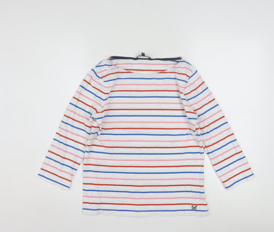 Crew Clothing Company Women's Multicoloured Striped Cotton Boat Neck Top Size 10