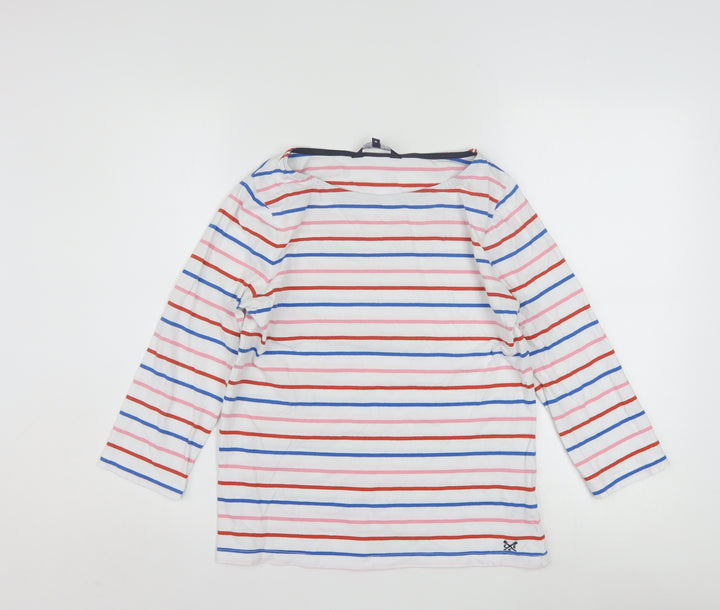 Crew Clothing Company Women's Multicoloured Striped Cotton Boat Neck Top Size 10