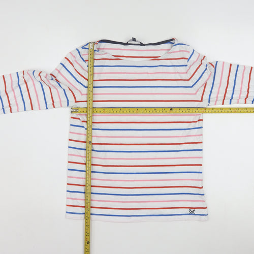 Crew Clothing Company Women's Multicoloured Striped Cotton Boat Neck Top Size 10