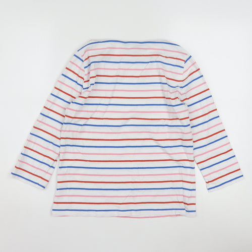 Crew Clothing Company Women's Multicoloured Striped Cotton Boat Neck Top Size 10