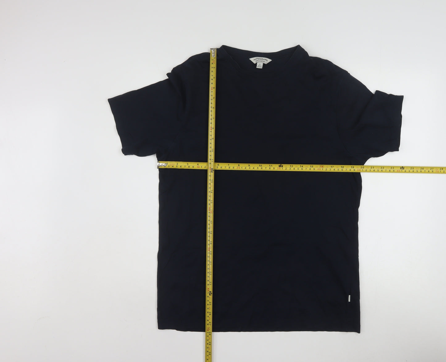Marks and Spencer Autograph Men's Navy Supima Cotton Crew Neck T-Shirt Medium