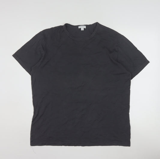 Sunspel Men's Black Cotton Crew Neck Short Sleeve T-Shirt Size L