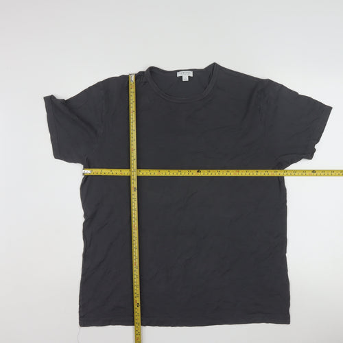 Sunspel Men's Black Cotton Crew Neck Short Sleeve T-Shirt Size L