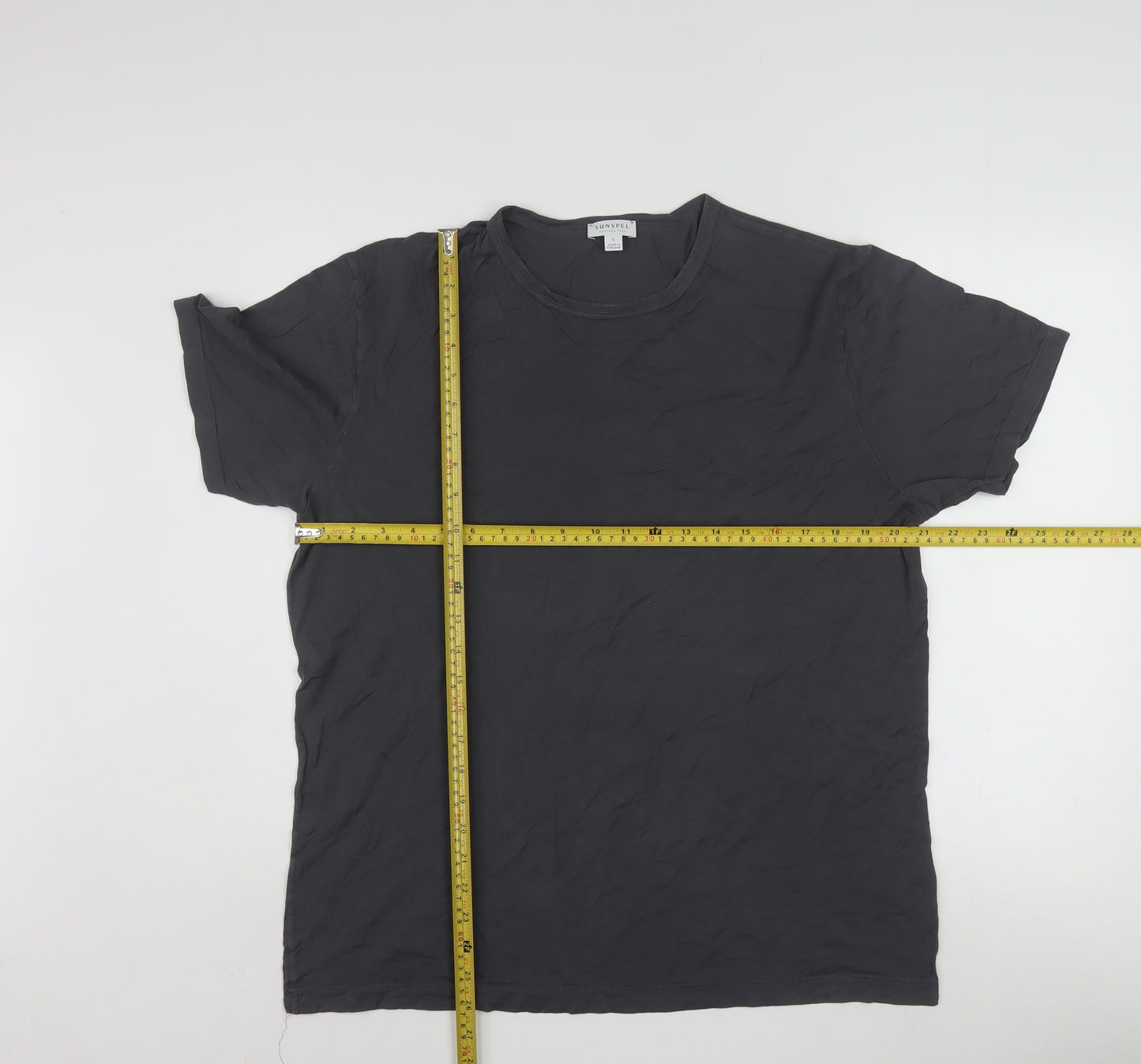 Sunspel Men's Black Cotton Crew Neck Short Sleeve T-Shirt Size L