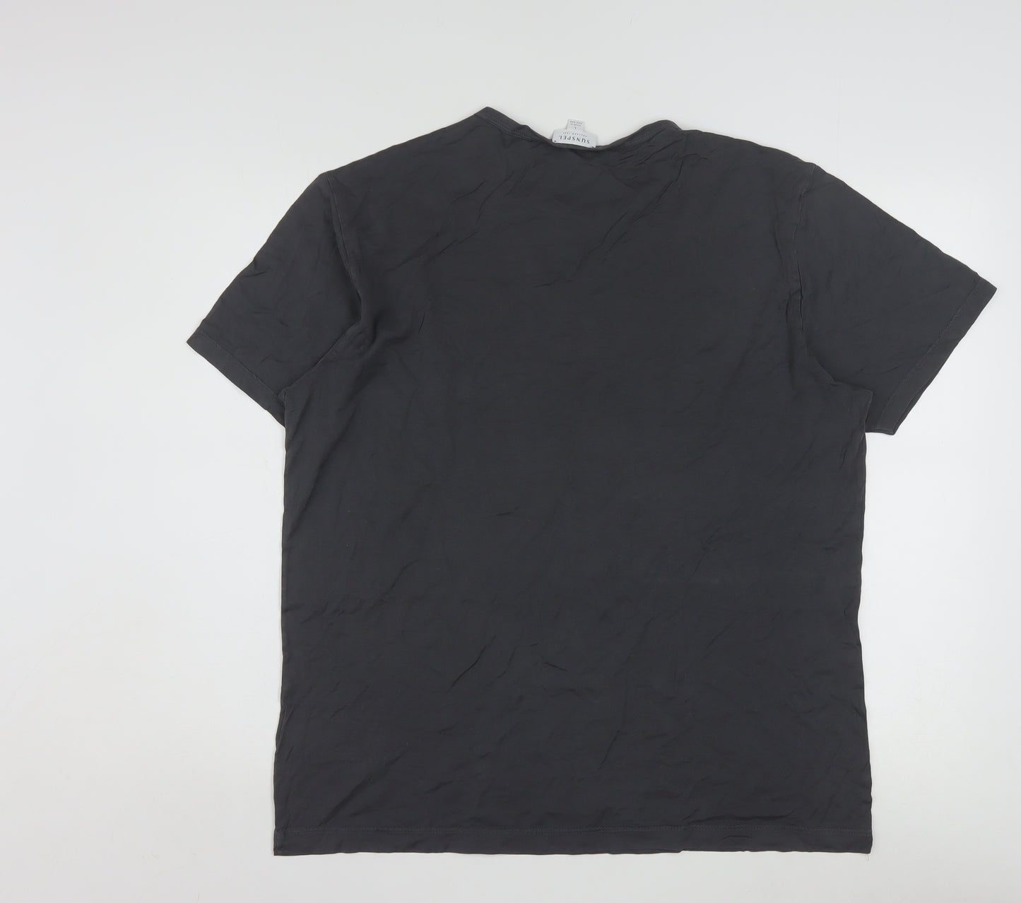 Sunspel Men's Black Cotton Crew Neck Short Sleeve T-Shirt Size L