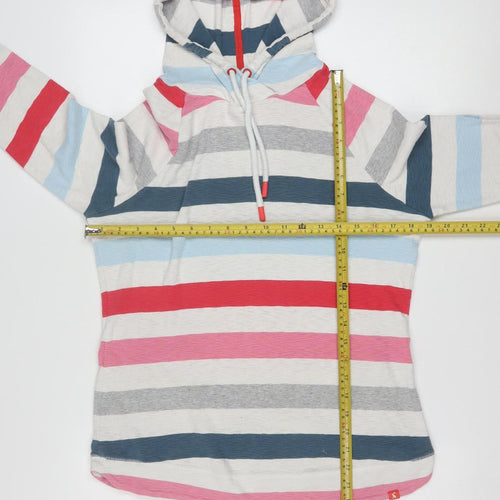 Joules Womens Multicoloured Stripe Long Sleeve Hooded Pullover UK 16