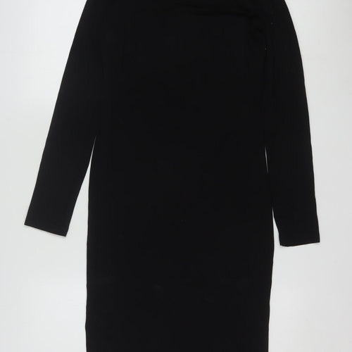 ASOS Women’s Black Size 12 Bodycon Roll Neck Midi Dress