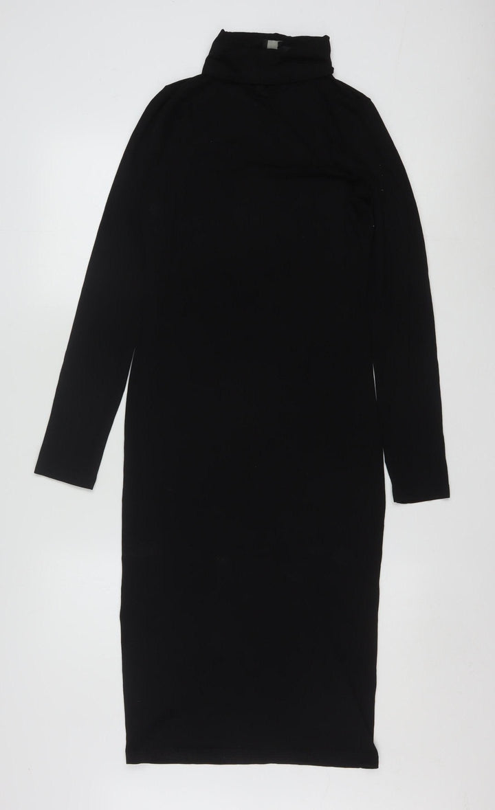 ASOS Women’s Black Size 12 Bodycon Roll Neck Midi Dress