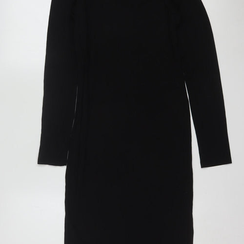 ASOS Women’s Black Size 12 Bodycon Roll Neck Midi Dress